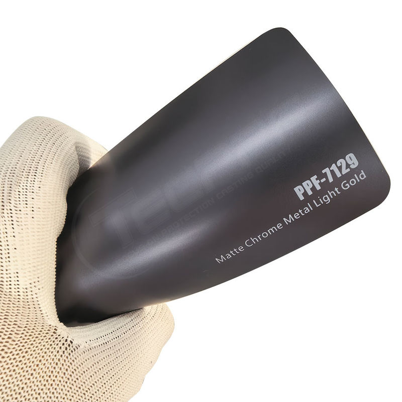 PPF-7129 Matte Chrome Metal Light Gold Color Film de protection de peinture pour les rayures de voiture