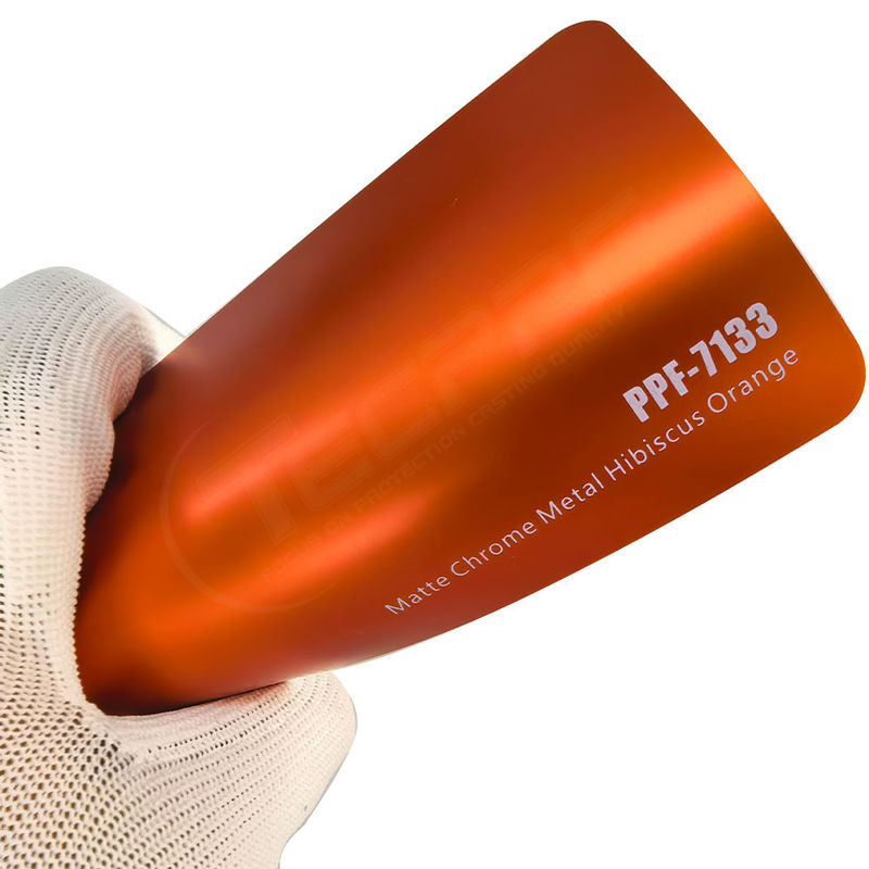 PPF-7133 Matte Chrome Metal Hibiscus Peinture orange film de protection contre les rayures de voiture