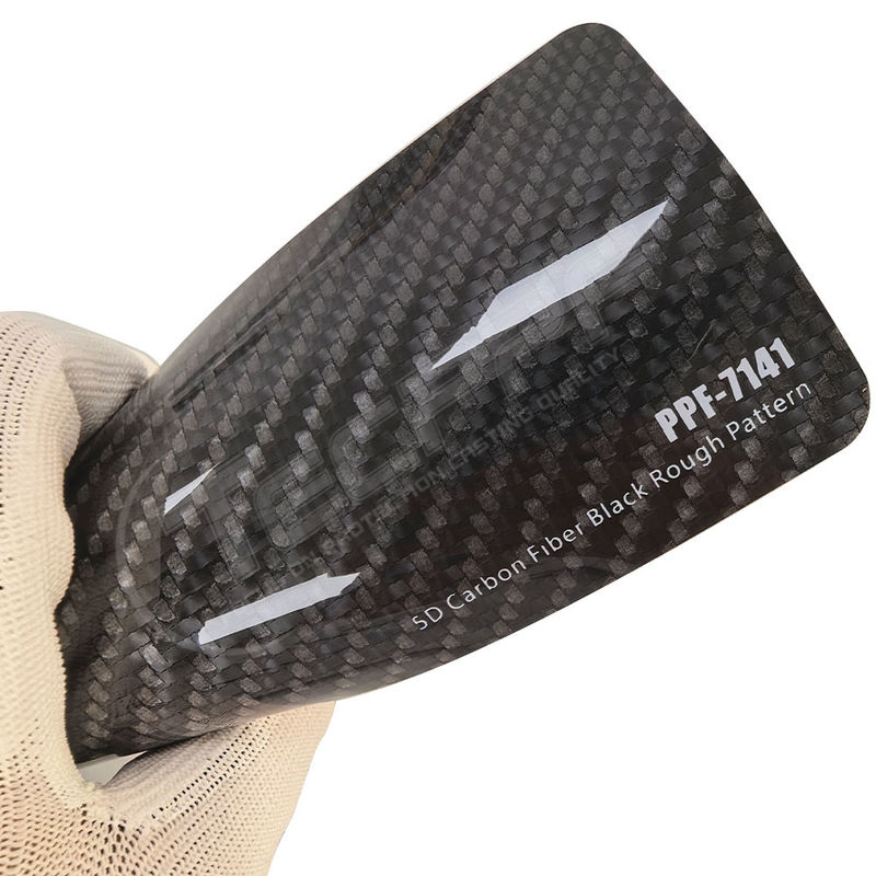 PPF-7141 5D en fibre de carbone noir à motif rugueux couleur film de protection de peinture pour les rayures de voiture